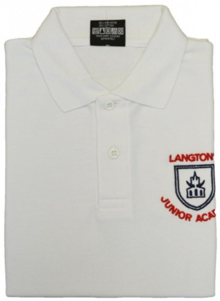 LANGTONS JUNIOR PE WHITE POLO, Langtons Junior