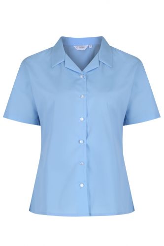 REVER FITTED BLOUSE-SS - BLUE, St Mary's Hornchurch, Girls Blouse