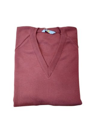 V-NECK JUMPER - MAROON, Jumpers & Cardigans